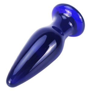 Скляна анальна пробка із вібрацією ToyJoy Buttocks конічної форми, синя