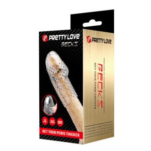 Стимулююча насадка на голівку пеніса Pretty Love Becks з пухирцями, прозора, 8 × 3,8 см