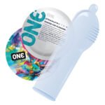 Набір презервативів ONE Pleasure Plus, 100 шт, з ребристою ділянкою на кінці, паковання-тубус