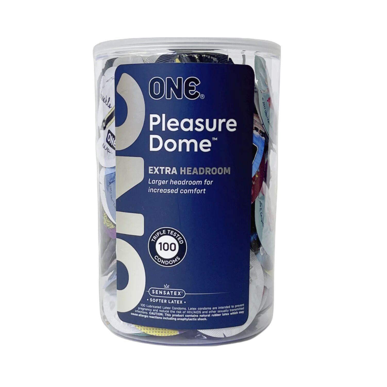 Набір презервативів ONE Pleasure Dome, 100 шт, гладенькі, з розширеною головкою, паковання-тубус Набір презервативів ONE Pleasure Dome, 100 шт, гладенькі, з розширеною головкою, паковання-тубус
