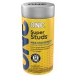 Презервативи ONE Super Studs, 12 шт, з точковим рельєфом, зі змазкою, подарункове паковання-тубус