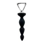 Анальний ланцюжок Adrien Lastic Arrow II, чорний, силіконовий, гнучкий, з металевою ручкою, діаметр 3,2 см