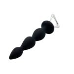 Анальний ланцюжок Adrien Lastic Arrow II, чорний, силіконовий, гнучкий, з металевою ручкою, діаметр 3,2 см