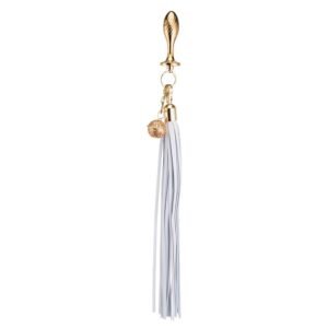 Анальна пробка з флогером LOCKINK SEVANDA White Pony-Tail Anal Pear-shape Plug