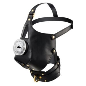 Маска-збруя для мінету з повідцем LOCKINK SEVANDA Blowjob Head Muzzle with Leash, чорна