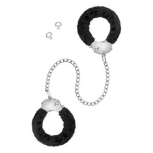 Металеві поножі з хутром Fetish Tentation Adjustable metal and fur ankle cuffs, 2 ключі