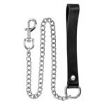 Повідець із натуральної шкіри Fetish Tentation Premium Metal leash with cowhide leather wrist 72 см