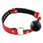 Кляп Fetish Tentation Premium Leather Gag with Silicone Ball (Red), силіконова кулька