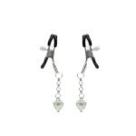 Затискачі для сосків із сердечком Liebe Seele Glow-in-dark Nipple Clamps Green, світяться в темряві