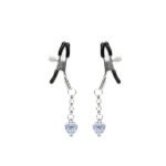 Затискачі для сосків із сердечком Liebe Seele Glow-in-dark Nipple Clamps Blue, світяться в темряві