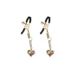 Затискачі для сосків з підвіскою Liebe Seele Nipple Clamps Gold Heart-shaped Flowers on Blue