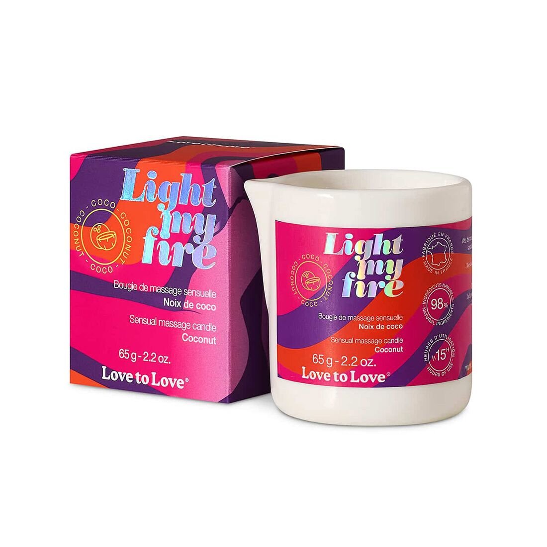 Масажна свічка Love To Love LIGHT MY FIRE Coconut (65 мл) Масажна свічка Love To Love LIGHT MY FIRE Coconut (65 мл)