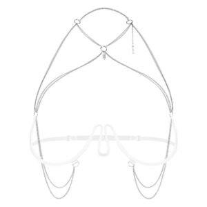Прикраса на тіло Obsessive Lustique White harness bra S/M/L