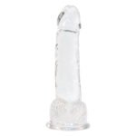 Прозорий фалоімітатор на присосці ADDICTION — Clear Dildo with Balls 8″, віброкуля в подарунок