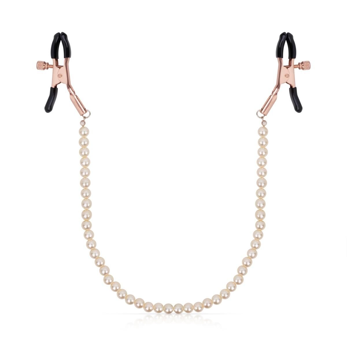 Затискачі для сосків з перлинним ланцюжком Rosy Gold - Nipple Clamps Pearls Затискачі для сосків з перлинним ланцюжком Rosy Gold - Nipple Clamps Pearls