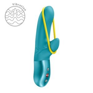 Мінівібратор-кролик зі стимулювальною стрічкою Fun Factory AMORINO Aquamarine, стрічка знімна
