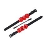 Поножі Liebe Seele Flower Rhythm - Black and Red Leather Flowers Hand Cuffs