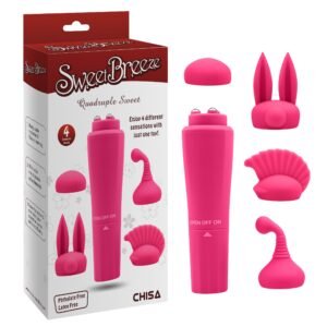 Вібратор для клітора з насадками Chisa Sweet Breeze, рожевий, 10 х 2.6 см
