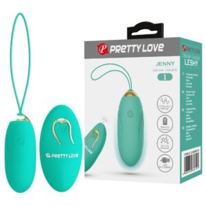 Віброяйце Pretty Love JENNY з пультом, 12 режимів, бірюзове, 7 х 2.8 см