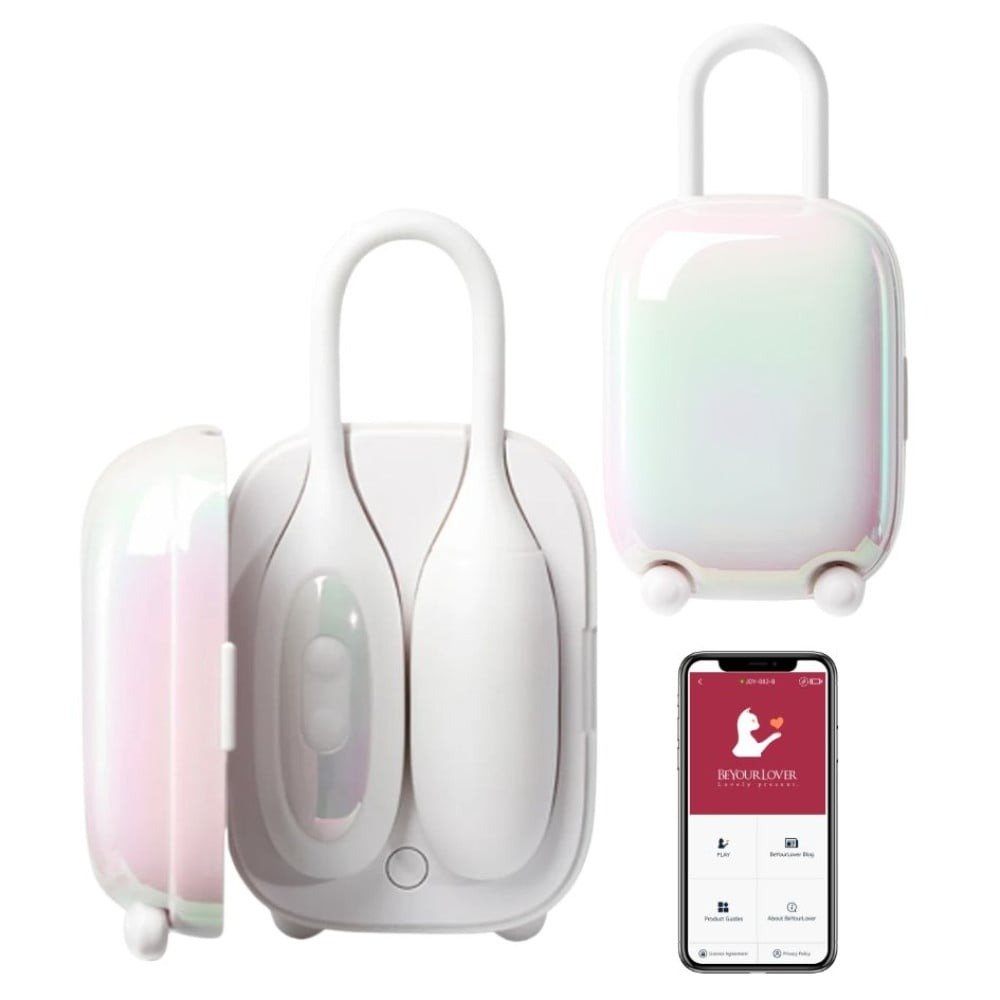 Віброяйце та вакуумний стимулятор для клітора 2 в1 BeYourLover Magic Suitcase в зарядному кейсі, білий Віброяйце та вакуумний стимулятор для клітора 2 в1 BeYourLover Magic Suitcase в зарядному кейсі, білий