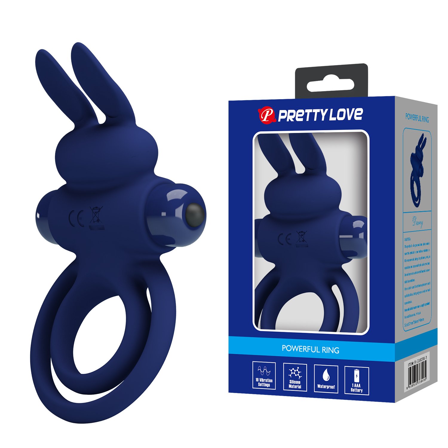 Віброкільце подвійне PRETTY LOVE Vibro Bunny III зі стимуляцією для клітора, синє, 9.7 х 6.5 см Віброкільце подвійне PRETTY LOVE Vibro Bunny III зі стимуляцією для клітора, синє, 9.7 х 6.5 см