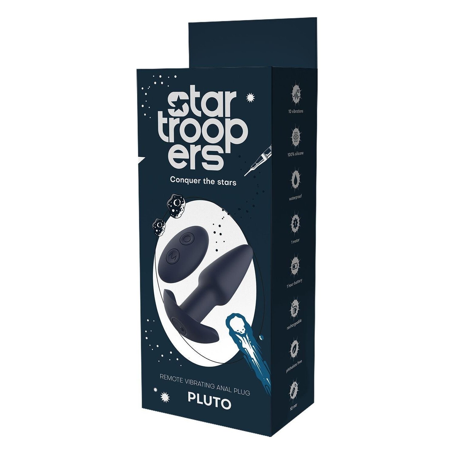 Вібруюча анальна пробка Dream Toys Startroopers Pluto з пультом керування, чорна Вібруюча анальна пробка Dream Toys Startroopers Pluto з пультом керування, чорна
